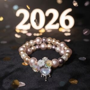 Elegant Pearl Bracelet with Heart Charm